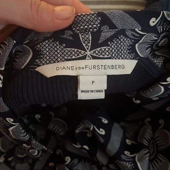 Diane von Furstenberg Sorrel mixed panels silk + knit polo shirt style dress P S - Picture 5 of 5